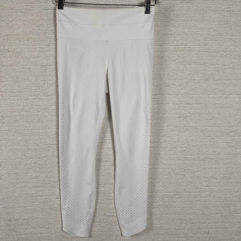 Athleta Women's Small White Laser Cut Crop Leggings Yoga Gym Athleisure Running